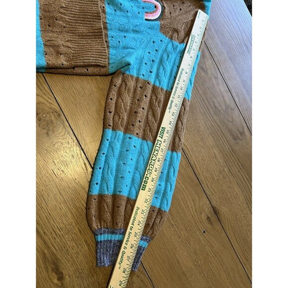 Torrid Plus Vegan Cashmere Teal Pointelle Pullover Henley Rainbow Patch Measured - Picture 6 of 13